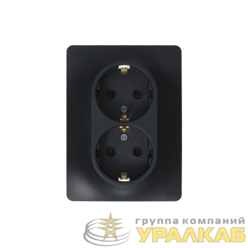Розетка 2-м Glossa 16А с заземл. в сборе антрацит SE 
