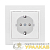 Розетка 1-м СП Минск 16А IP20 с заземл. защ. шторки бел. Basic EKF 