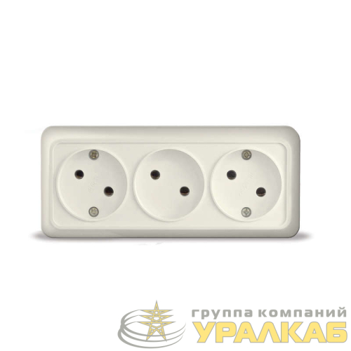 Розетка 3-м ОП Олимп 16А IP20 без заземл. сл. кость UNIVersal 