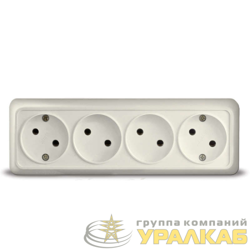 Розетка 4-м ОП Олимп 16А IP20 без заземл. сл. кость UNIVersal 