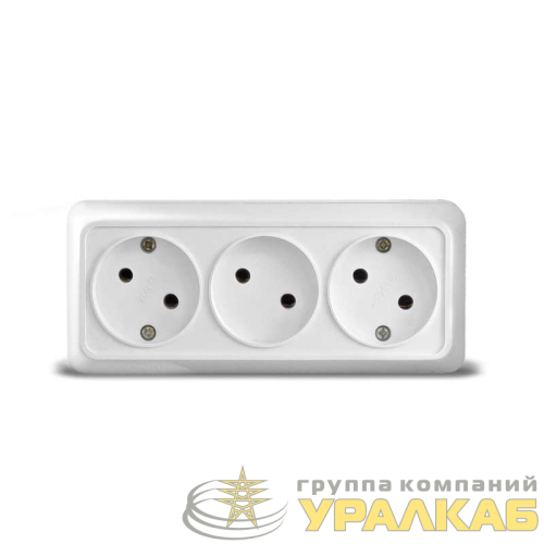 Розетка 3-м ОП Олимп 16А IP20 без заземл. бел. UNIVersal 
