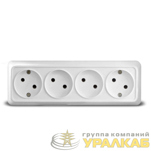 Розетка 4-м ОП Олимп 16А IP20 без заземл. бел. UNIVersal 