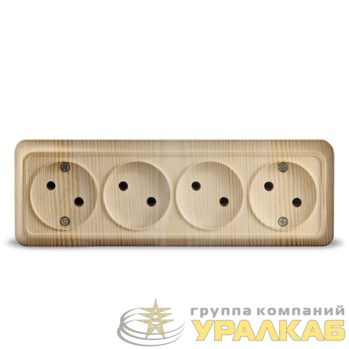Розетка 4-м ОП Олимп 16А IP20 без заземл. сосна UNIVersal 