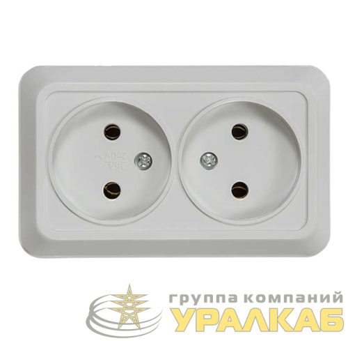 Розетка 2-м ОП Bolleto 7102 16А IP20 бел. ASD / IN HOME 