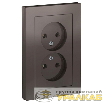 Розетка 2-м СП AtlasDesign 16А IP20 без заземл. в сборе мокко SE 
