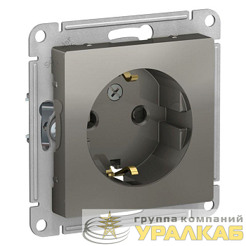 Розетка 1-м СП AtlasDesign 16А IP20 с заземл. защ. шторки механизм сталь SE 
