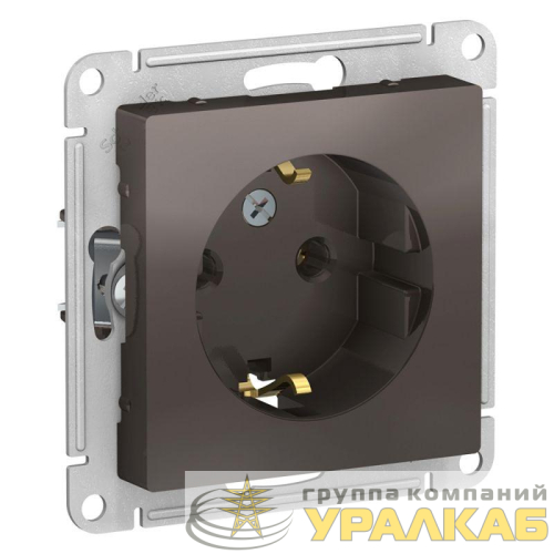 Розетка 1-м СП AtlasDesign 16А IP20 с заземл. механизм мокко SE 