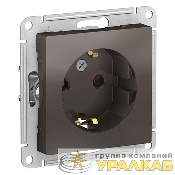 Розетка 1-м СП AtlasDesign 16А IP20 с заземл. защ. шторки механизм мокко SE 
