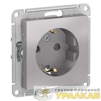 Розетка 1-м СП AtlasDesign 16А IP20 с заземл. защ. шторки механизм алюм. SE 