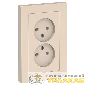 Розетка 2-м СП AtlasDesign 16А IP20 без заземл. в сборе беж. SE 