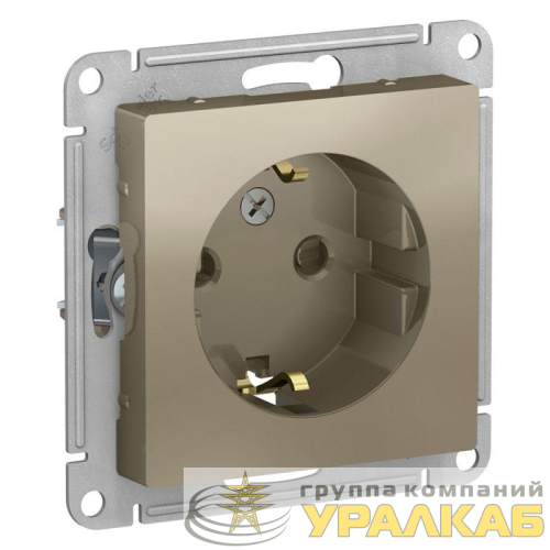 Розетка 1-м СП AtlasDesign 16А IP20 с заземл. защ. шторки механизм шампань SE 