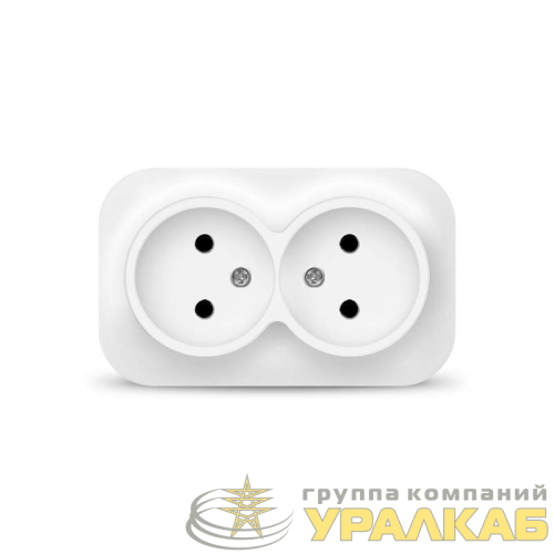 Розетка 2-м ОП 10А IP20 без заземл. бел. IONICH 