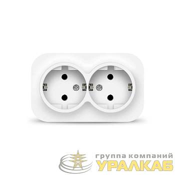 Розетка 2-м ОП 16А IP20 с заземл. бел. IONICH 