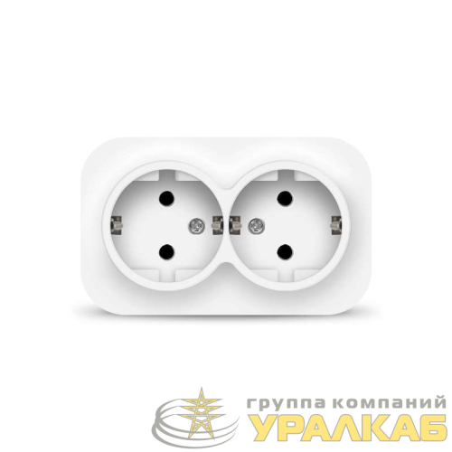 Розетка 2-м ОП 16А IP20 с заземл. бел. IONICH 