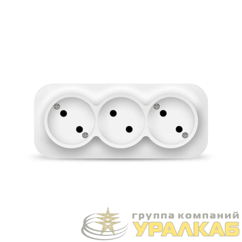 Розетка 3-м ОП 10А IP20 без заземл. бел. IONICH 