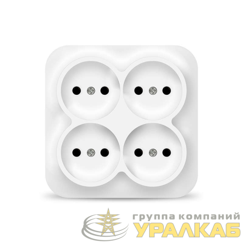 Розетка 4-м ОП 10А IP20 квадрат. без заземл. бел. IONICH 