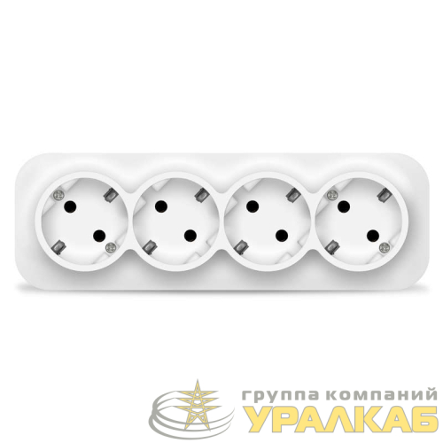 Розетка 4-м ОП 16А IP20 с заземл. бел. IONICH 