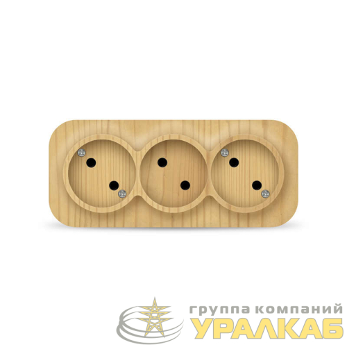 Розетка 3-м ОП 10А IP20 без заземл. сосна IONICH 