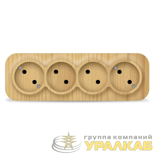 Розетка 4-м ОП 10А IP20 без заземл. сосна IONICH 