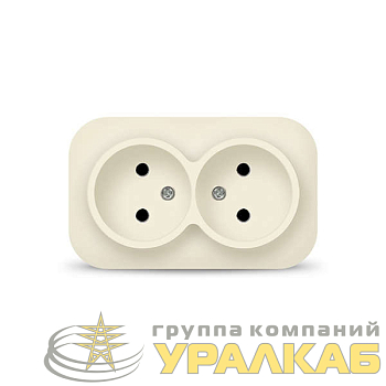 Розетка 2-м ОП 10А IP20 без заземл. сл. кость IONICH 