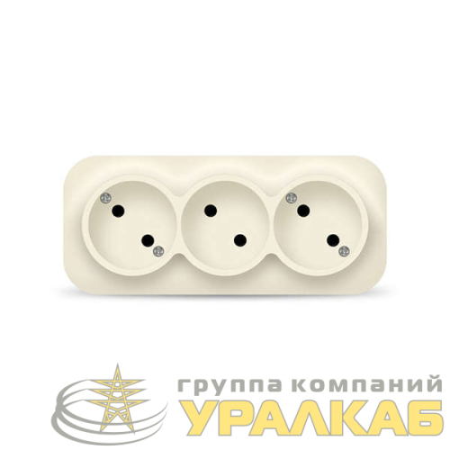 Розетка 3-м ОП 10А IP20 без заземл. сл. кость IONICH 