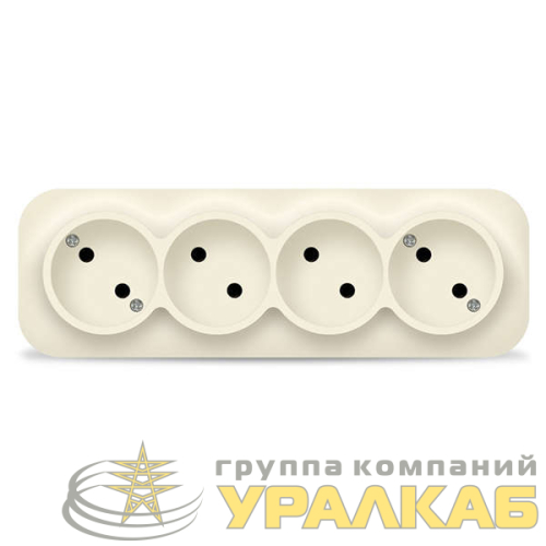 Розетка 4-м ОП 10А IP20 без заземл. сл. кость IONICH 