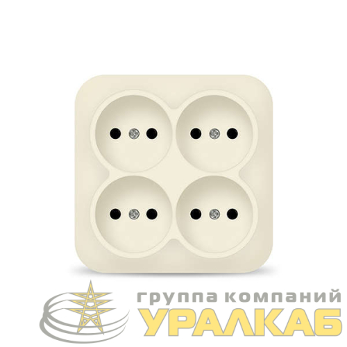 Розетка 4-м ОП 10А IP20 квадрат. без заземл. сл. кость IONICH 