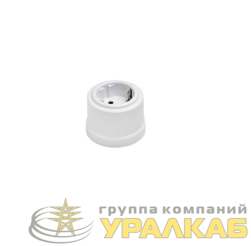 Розетка 1-м ОП Лизетта 16А IP20 ретро с заземл. ABS-пластик бел. Bironi 