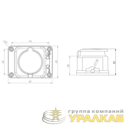 Розетка штепсельная влагозащ. с/з 16А IP54 каучук Rexant 