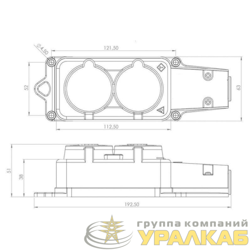 Розетка штепсельная двухместная влагозащ. с/з 16А IP54 каучук Rexant 