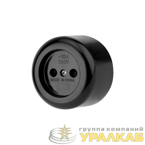 Розетка штепсельная карболитовая открытой уст. б/з 16А черн. Rexant 
