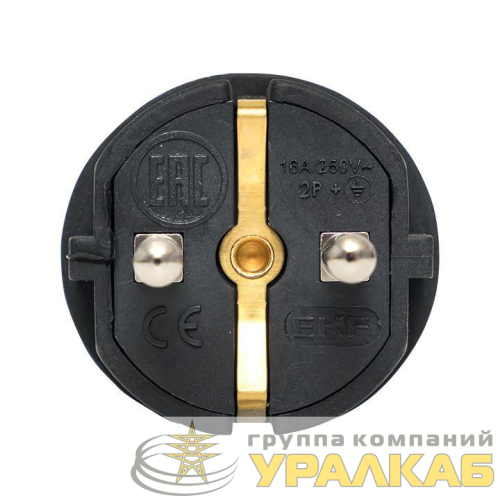 Вилка угловая 16А 2P+PE 230В IP44 каучук черн. PROxima EKF 