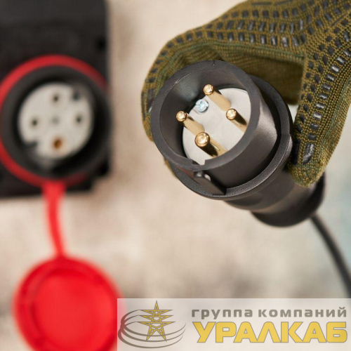 Вилка переносная влагозащ. 3P+PE 32А IP44 каучук черн. Rexant 