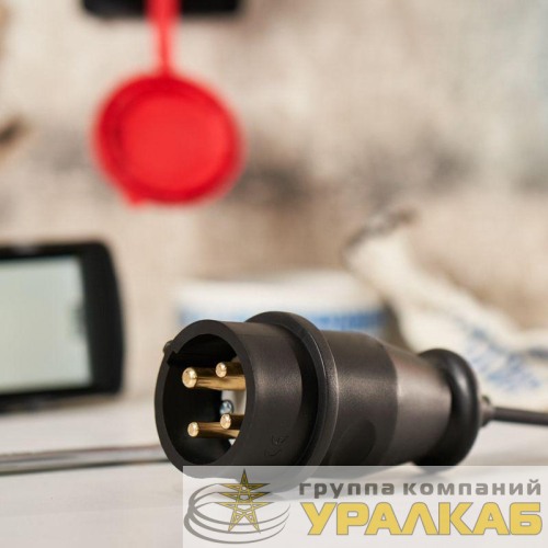 Вилка переносная влагозащ. 3P+PE 32А IP44 каучук черн. Rexant 