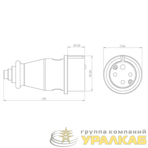 Вилка переносная влагозащ. 3P+PE 32А IP44 каучук черн. Rexant 