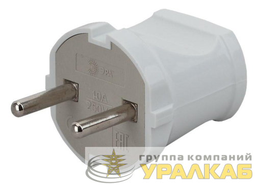 Вилка без заземл. прямая 10А бел. Vx1-W ЭРА 