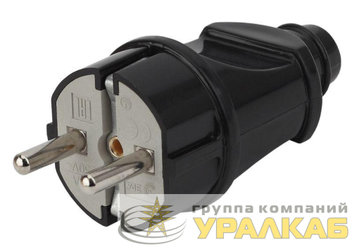 Вилка с заземл. прямая 16А черн. Vx2-B ЭРА 