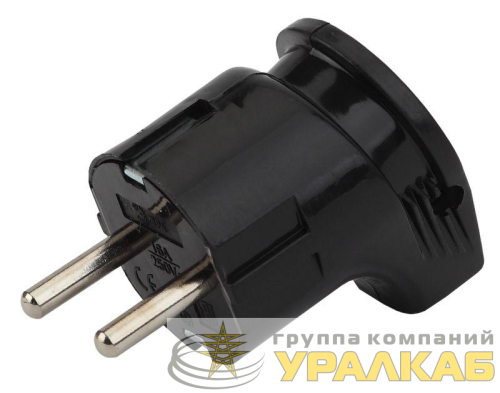 Вилка с заземл. угловая 16А черн. Vx3-B ЭРА 