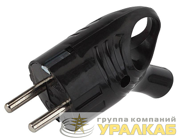 Вилка с заземл. угловая с кольцом 16А черн. Vx4-B ЭРА 