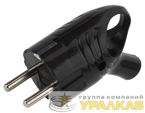 Вилка с заземл. угловая с кольцом 16А черн. Vx4-B ЭРА 