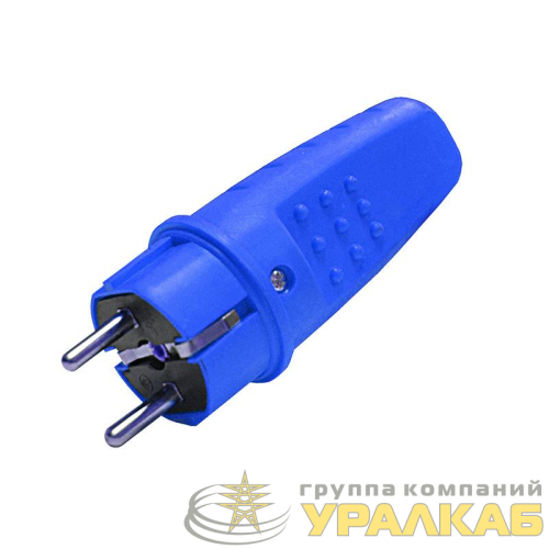 Вилка электрическая прямая 1ф 16А 250В IP44 с заземл. каучук син. (еврослот) UNIVersal 