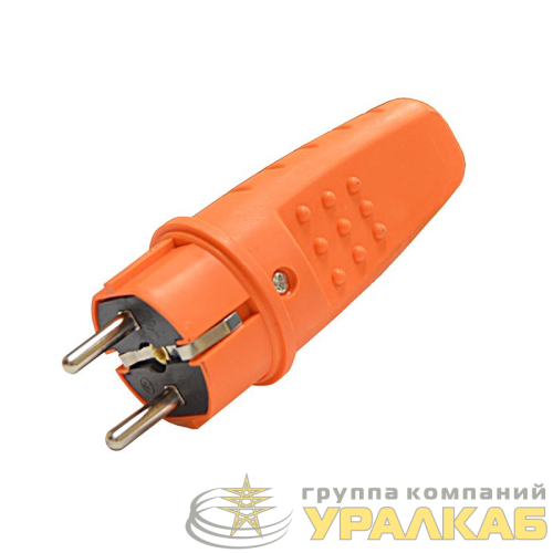 Вилка электрическая прямая 1ф 16А 250В IP44 с заземл. каучук оранж. (еврослот) UNIVersal 