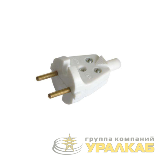 Вилка электрич. без заземл. бел. 6А 250В IP20 бел. с кембр. БЕЛТИЗ 