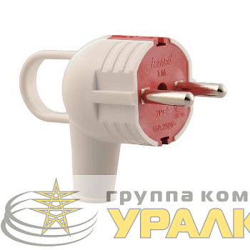Вилка Accessories с заземл. с ручкой бел./красн. LEZARD 