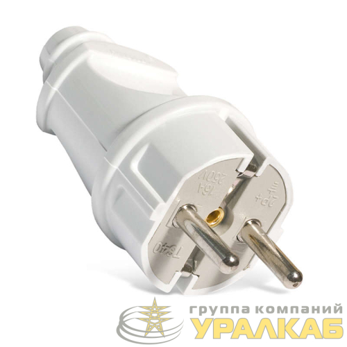 Вилка электрическая прямая 16А 250В с заземл. бел. (еврослот) UNIVersal 