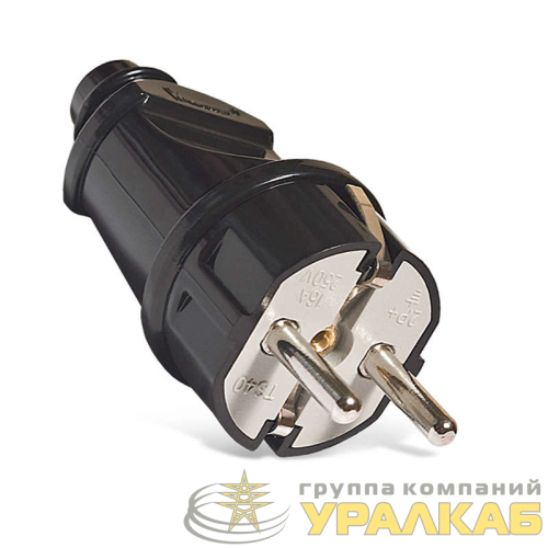 Вилка электрическая прямая 16А 250В с заземл. черн. (еврослот) UNIVersal 