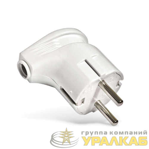 Вилка электрическая угловая 16А 250В с заземл. бел. (еврослот) UNIVersal 