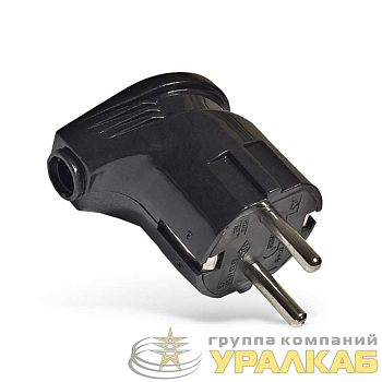 Вилка электрическая угловая 16А 250В с заземл. черн. (еврослот) UNIVersal 