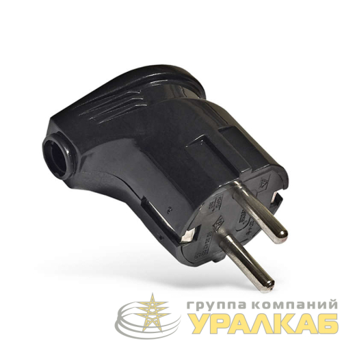 Вилка электрическая угловая 16А 250В с заземл. черн. (еврослот) UNIVersal 