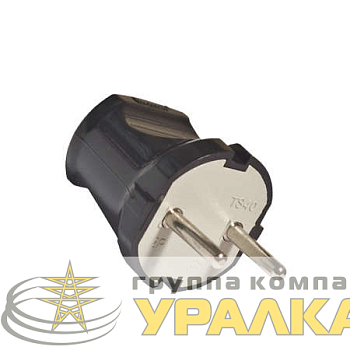 Вилка электрическая 6А 250В без заземл. черн. (еврослот) UNIVersal 